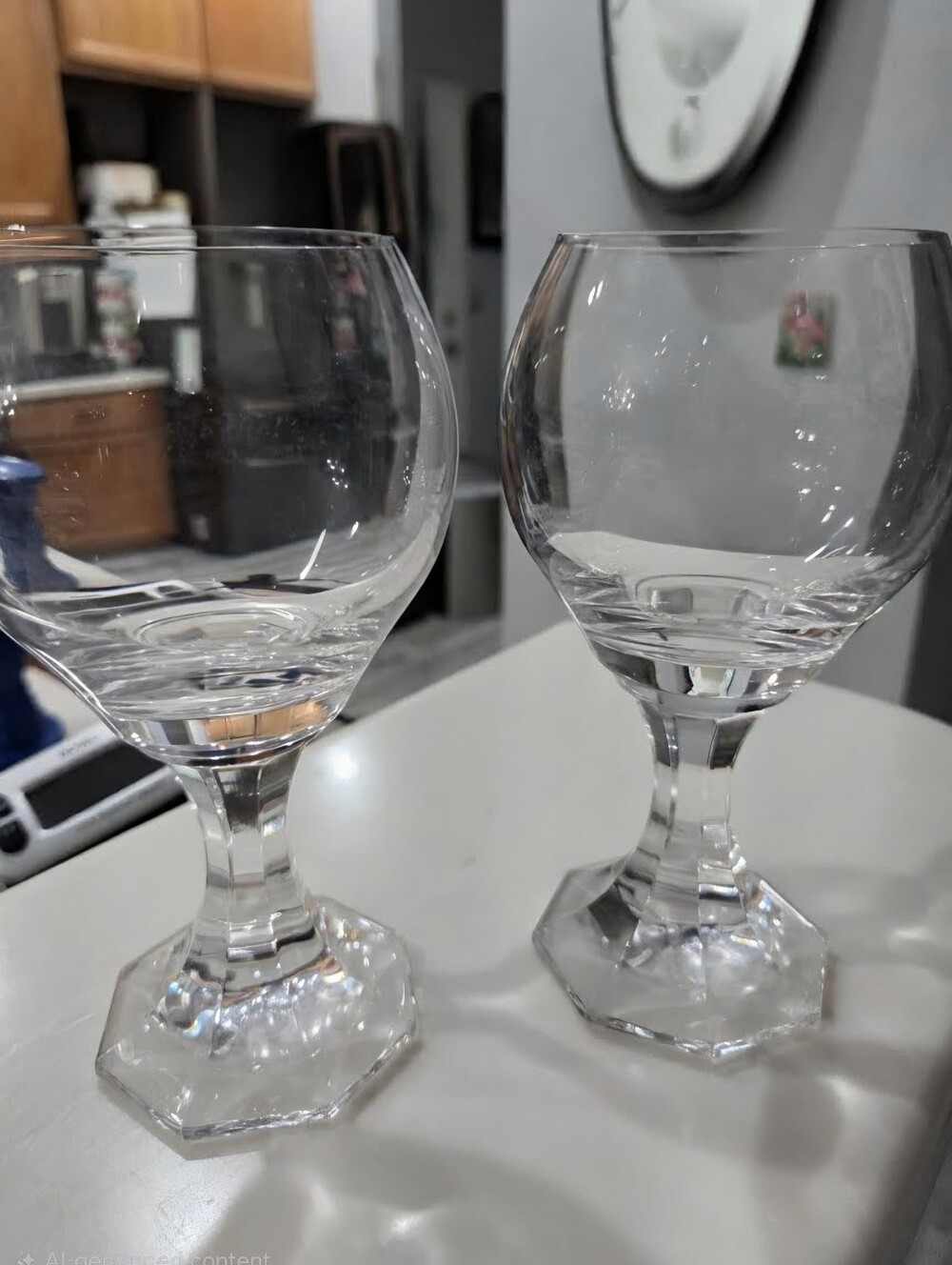 Rosenthal Clear Glass Hexogonal Wine Goblets - Set of 2